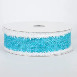 1.5" Chenille Edge Ribbon: Light Blue & White (10 Yards)
