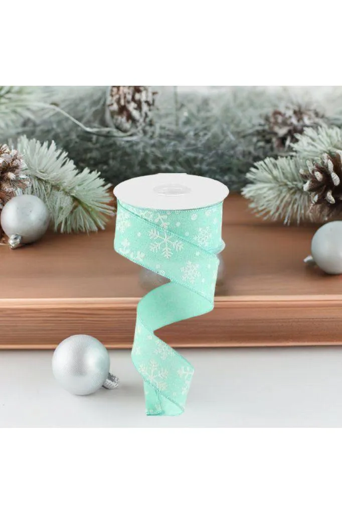 1.5" Snowflake Ribbon: Mint Green (10 Yards)