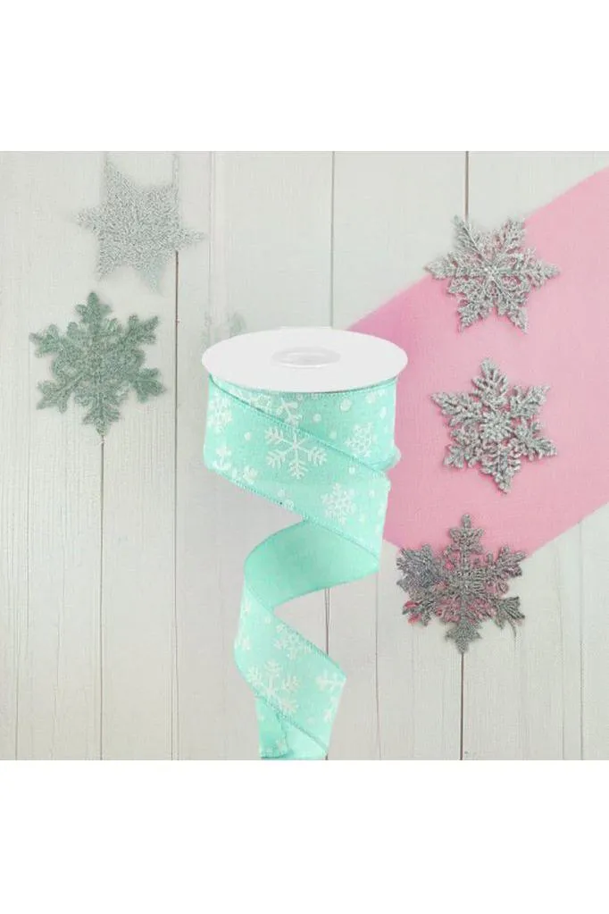 1.5" Snowflake Ribbon: Mint Green (10 Yards)