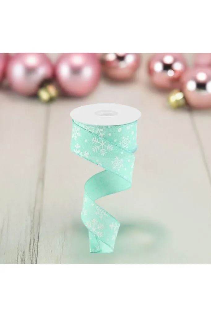 1.5" Snowflake Ribbon: Mint Green (10 Yards)