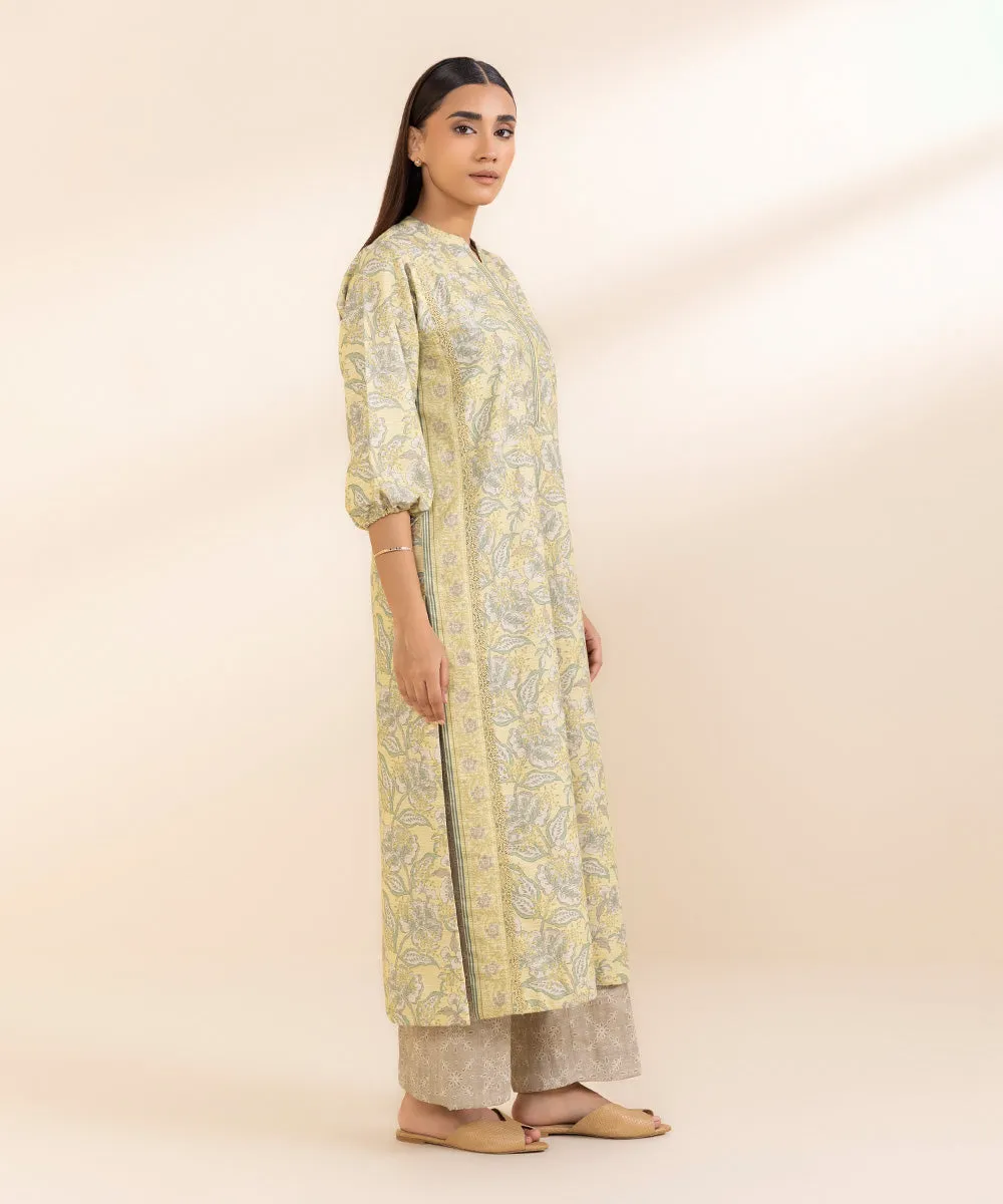 2 Piece - Printed Zari Khaddar Suit