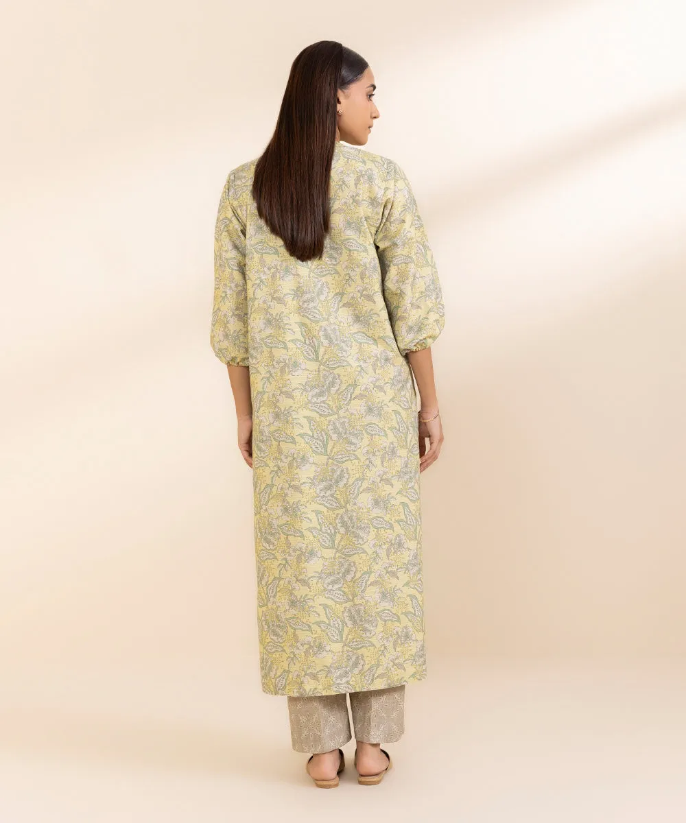 2 Piece - Printed Zari Khaddar Suit