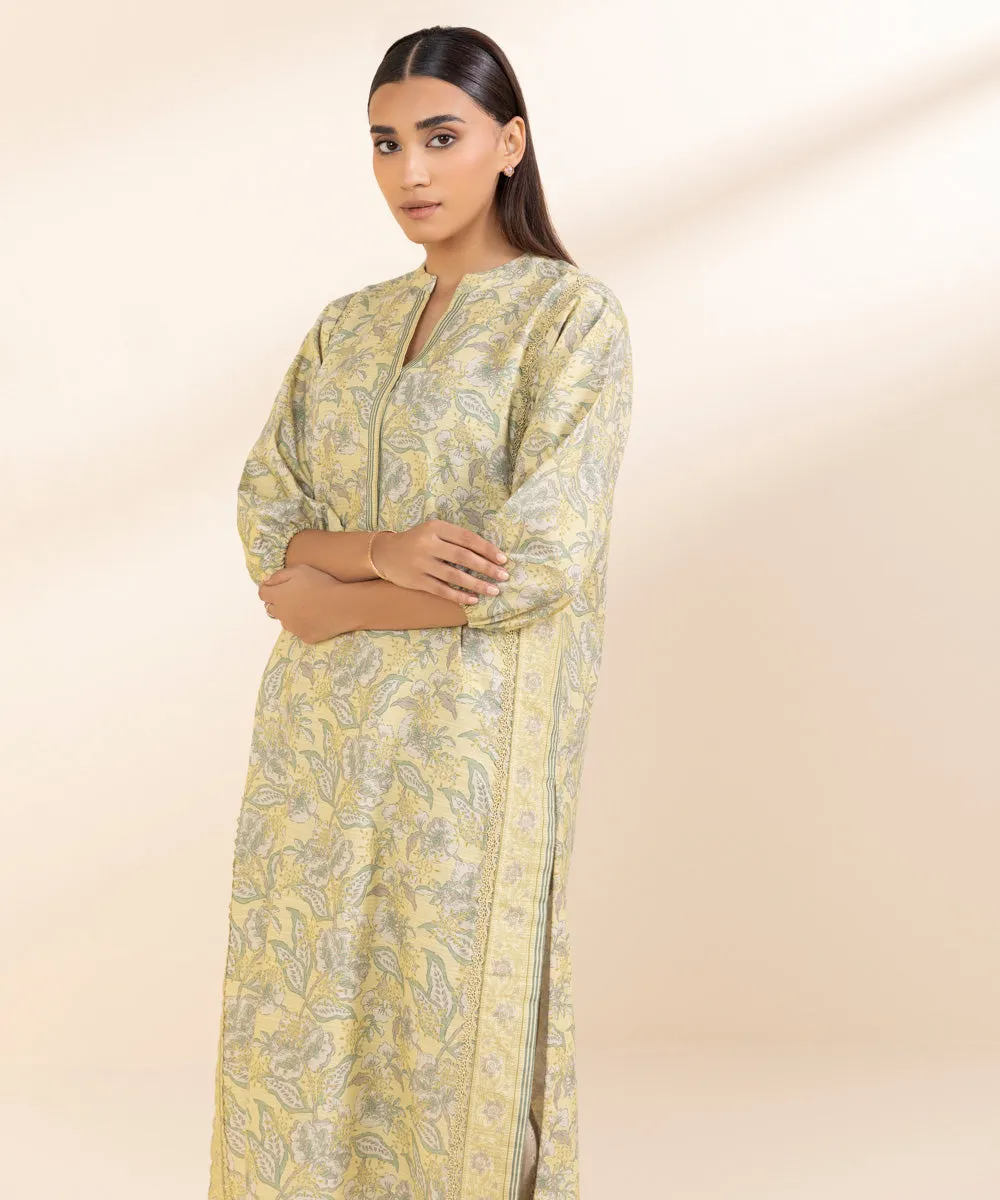 2 Piece - Printed Zari Khaddar Suit