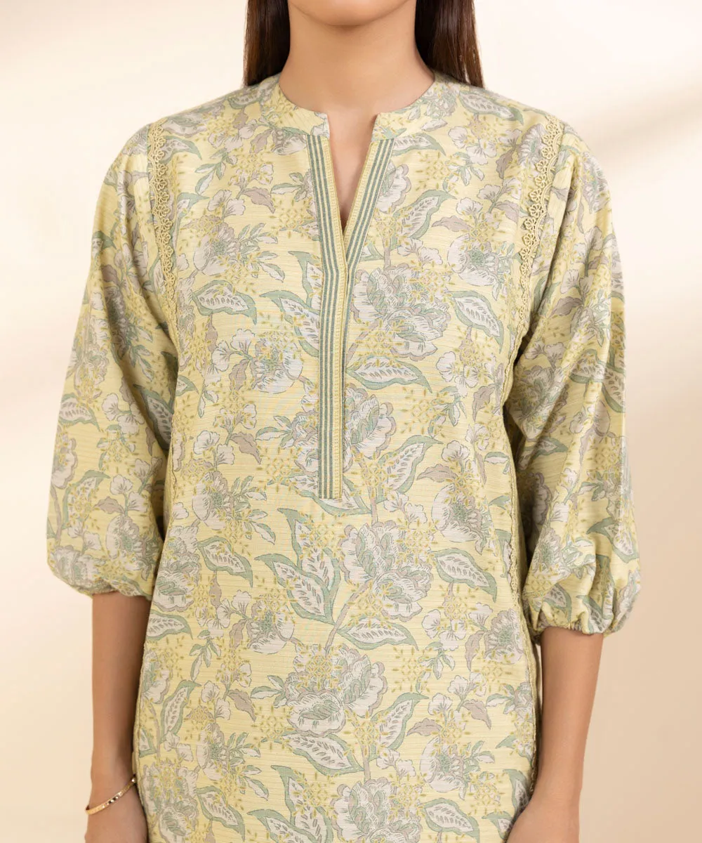 2 Piece - Printed Zari Khaddar Suit