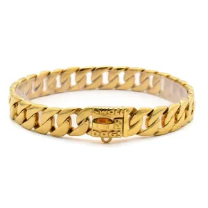 31 MM GOLD ROLLS ROYCE CUBAN DOG COLLAR THICKEST
