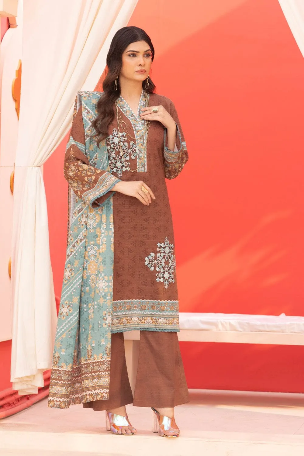 3PC Unstitched Khaddar Suit KKHE-2261