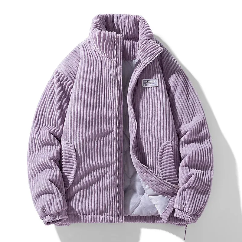 Aidase 2024 Corduroy Jacket Cotton-padded Jacket, Men's Thickened Fashion Winter Coat Windproof Warm Stand-up Collar Top