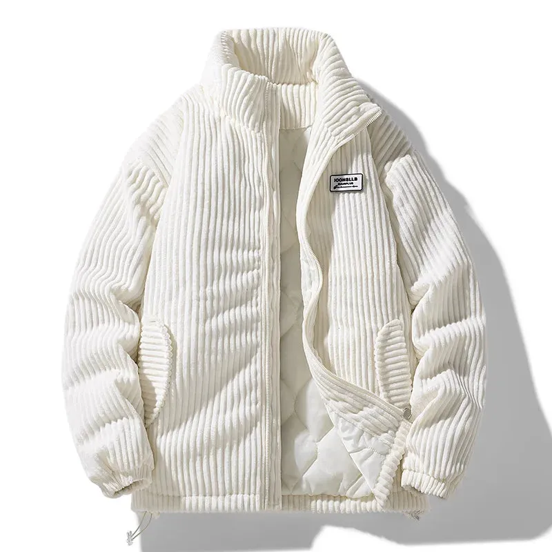 Aidase 2024 Corduroy Jacket Cotton-padded Jacket, Men's Thickened Fashion Winter Coat Windproof Warm Stand-up Collar Top