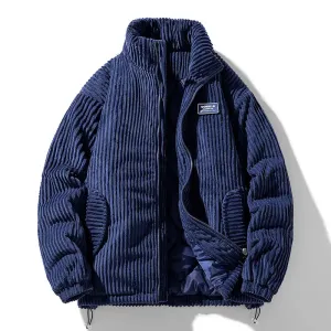 Aidase 2024 Corduroy Jacket Cotton-padded Jacket, Men's Thickened Fashion Winter Coat Windproof Warm Stand-up Collar Top