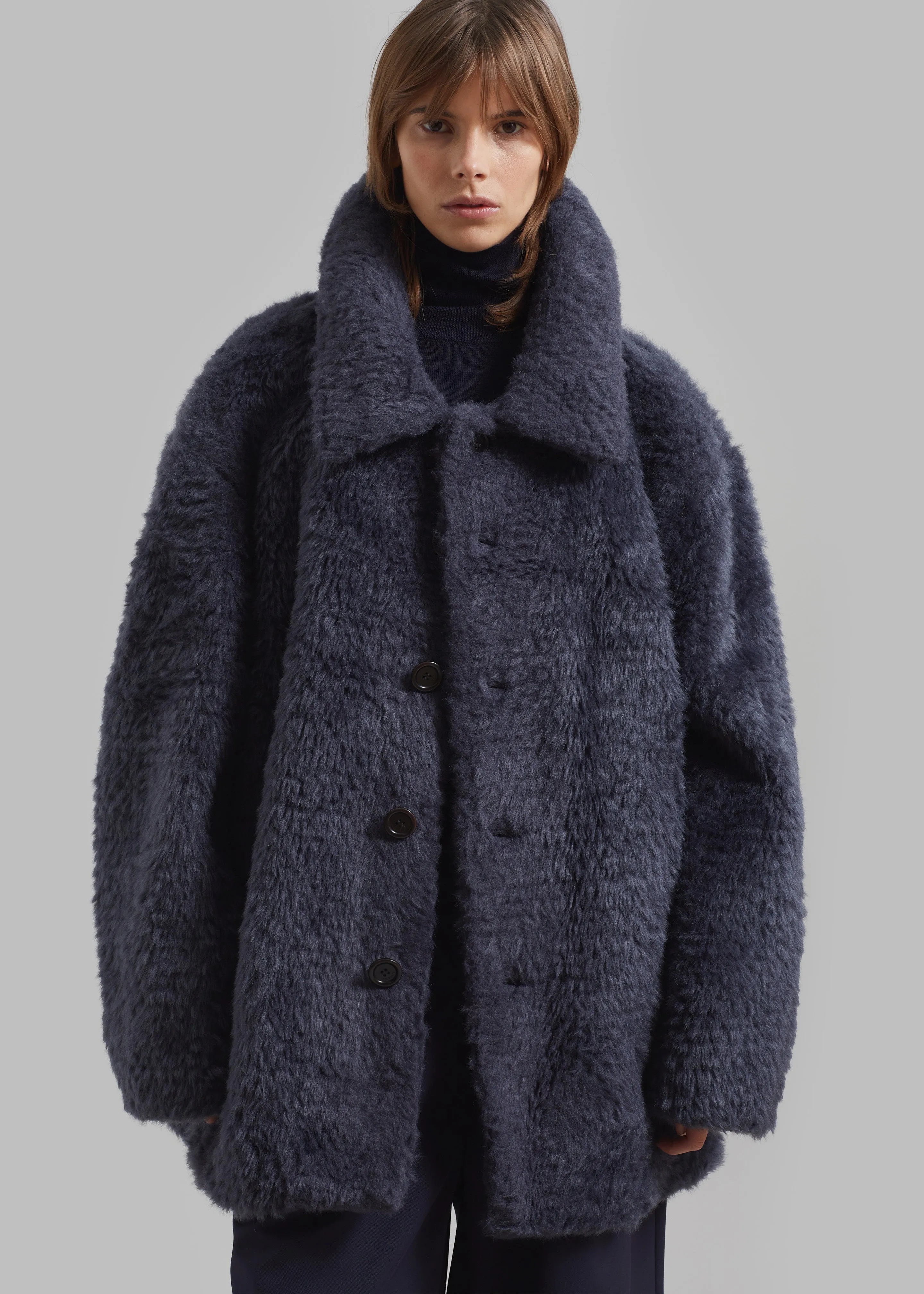 Amomento Fur Mid Coat - Charcoal