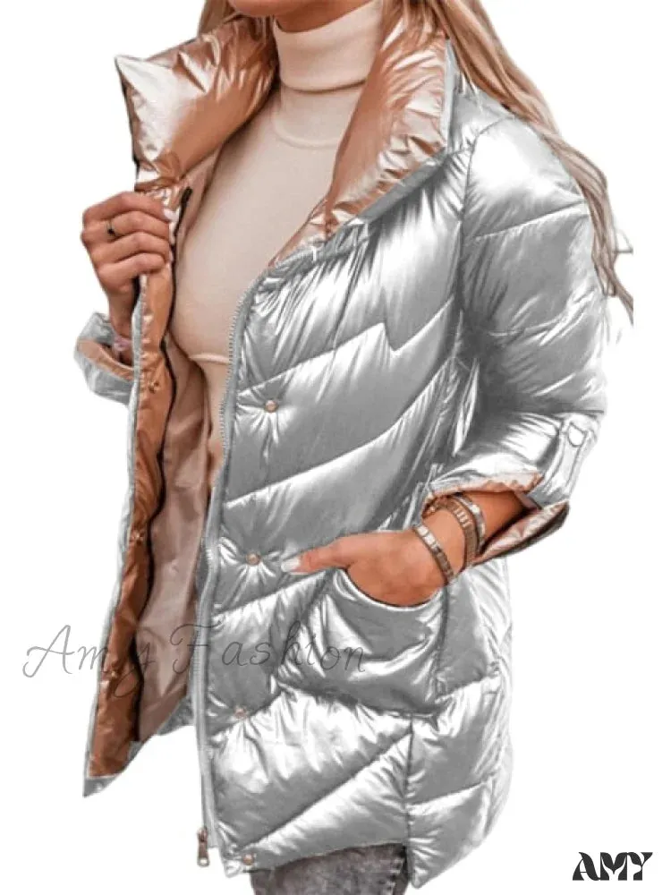 Amy Fashion - Oversized Outerwear Casual Cotton Padded Coat
