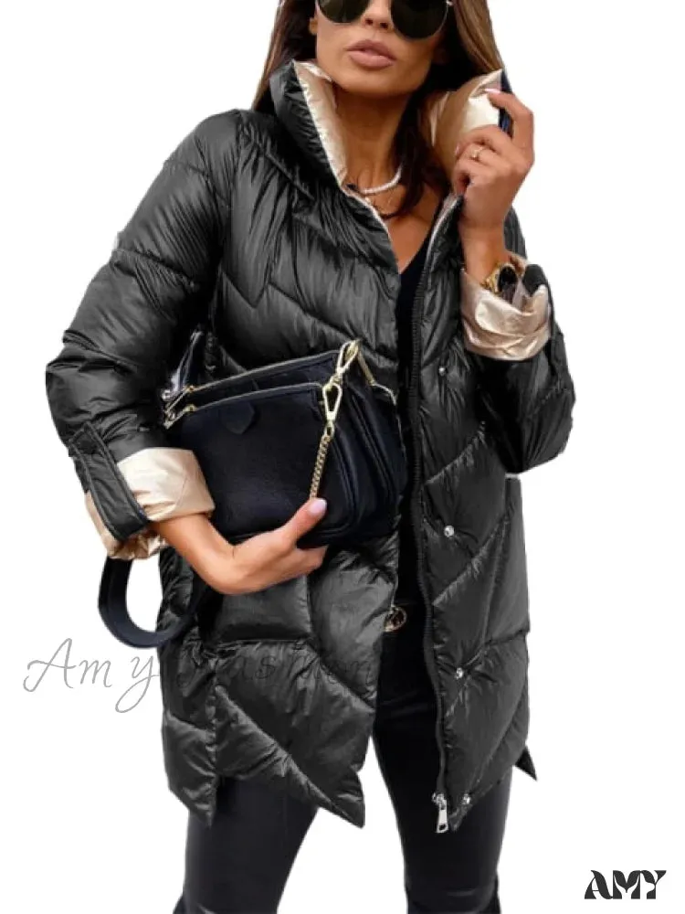 Amy Fashion - Oversized Outerwear Casual Cotton Padded Coat