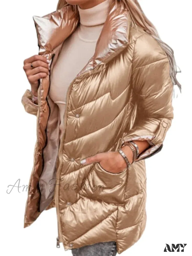 Amy Fashion - Oversized Outerwear Casual Cotton Padded Coat