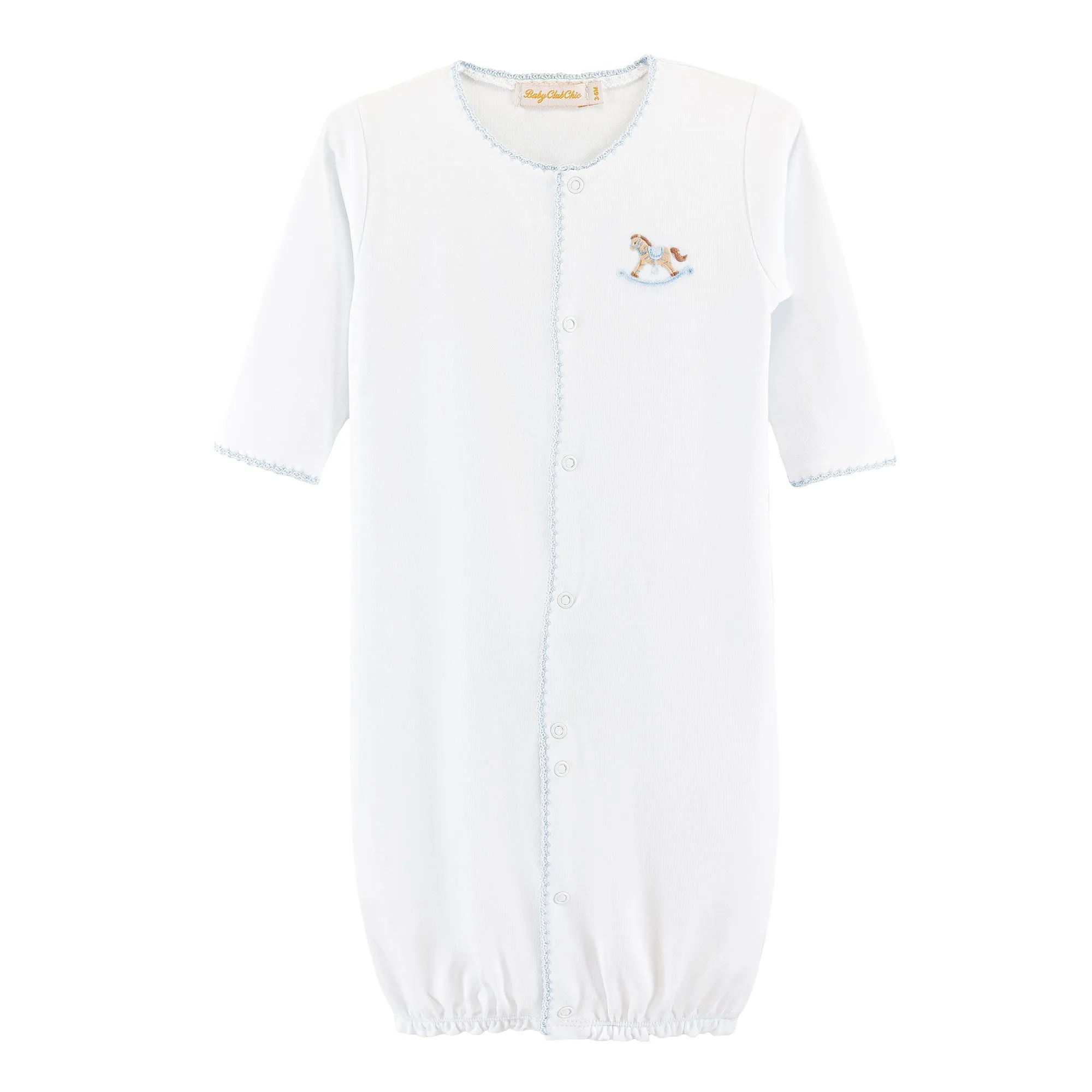Baby Club Chic Cute Rocking Horse Embroidered Convertible Gown