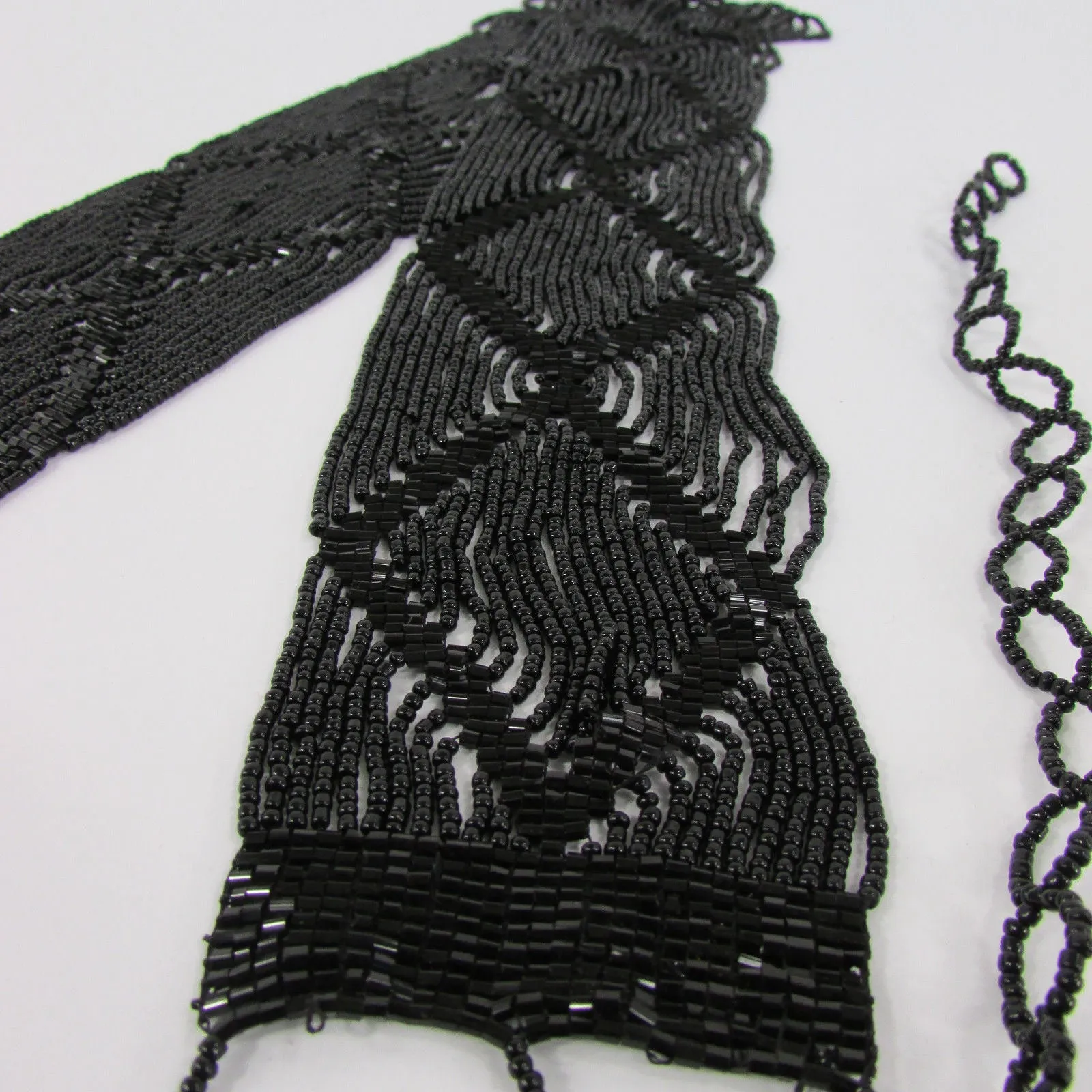 Belt Black Beads Wide Waistband Tie Wrap Around Waist Hip M L XL