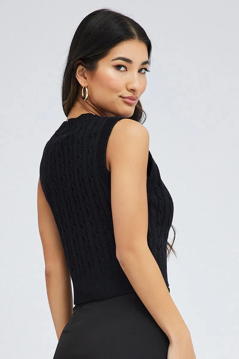 Black Cable Knit Vest