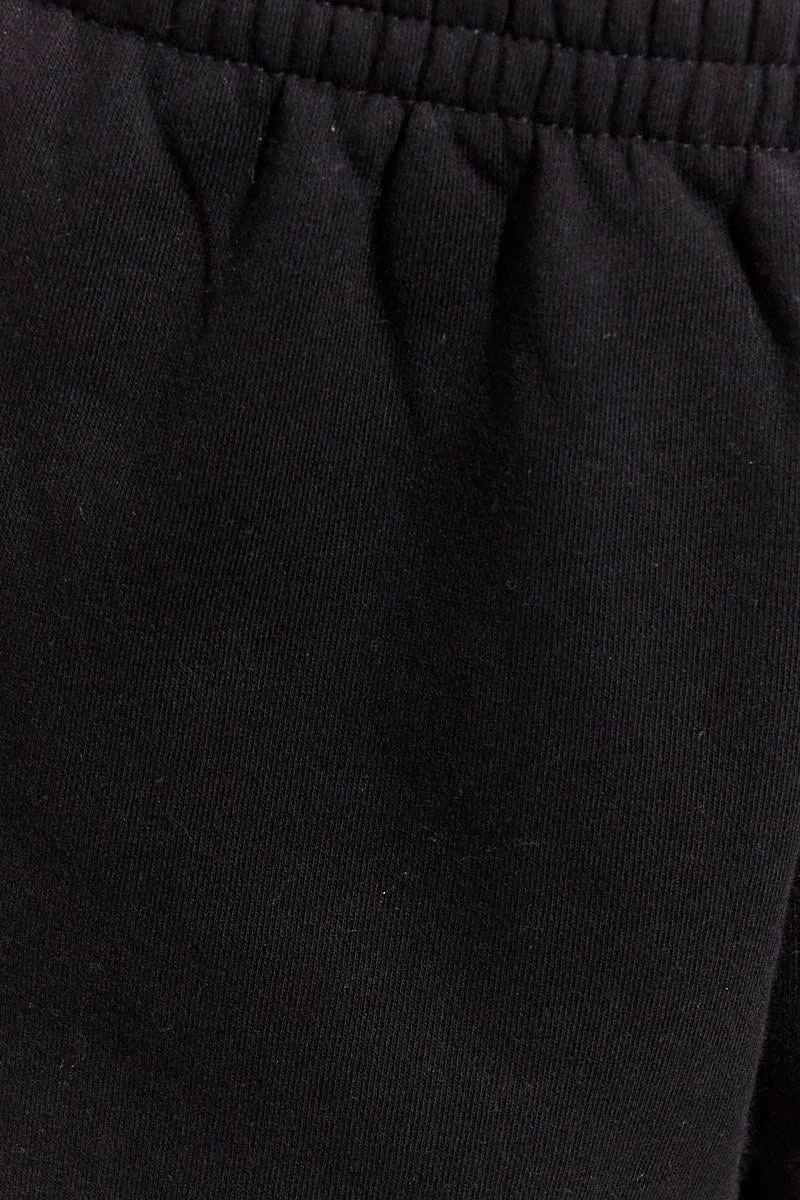 Black Cargo Track Pants High Rise