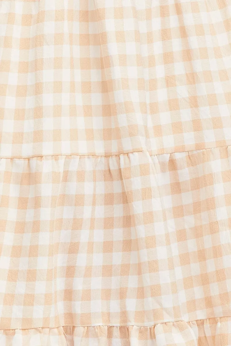 Black Check Midi Dress Short Sleeve Evening