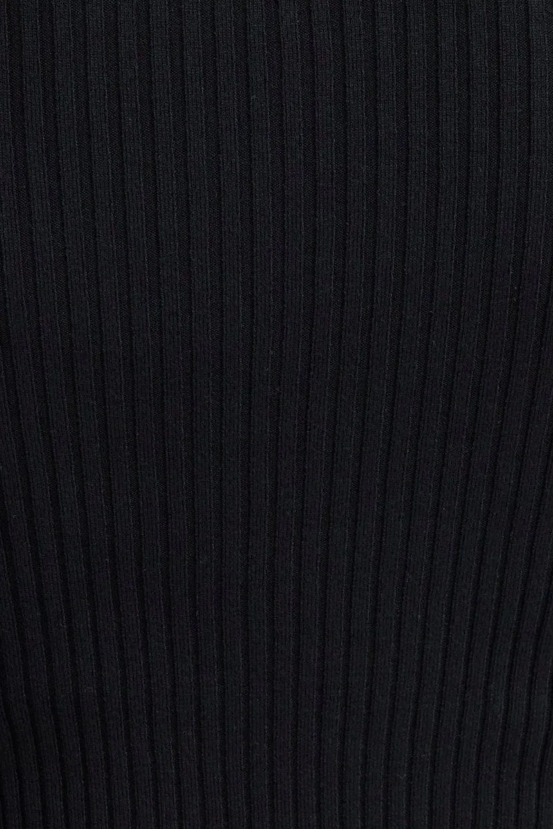 Black Cut Out Knit Top Long Sleeve