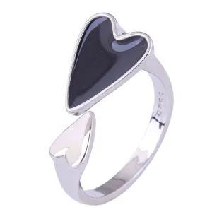 Black Heart Rocker Chic Wrap Ring