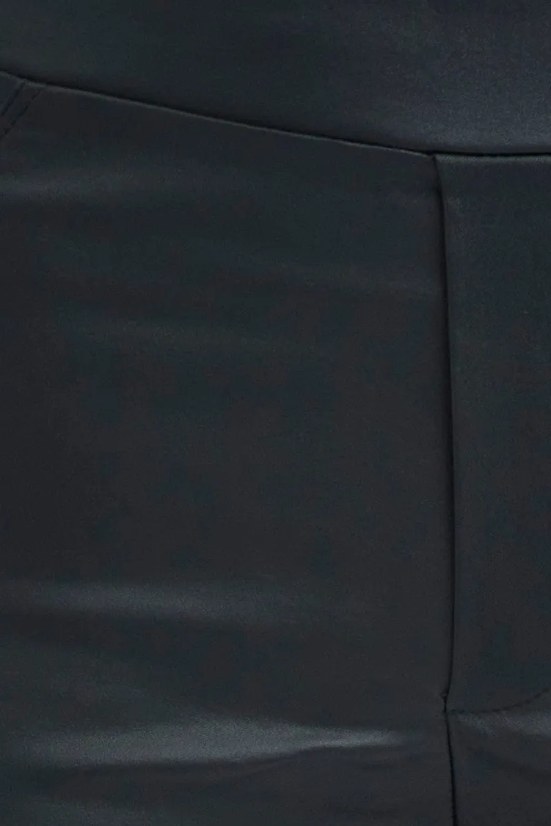 Black Leggings High Rise Wet Look