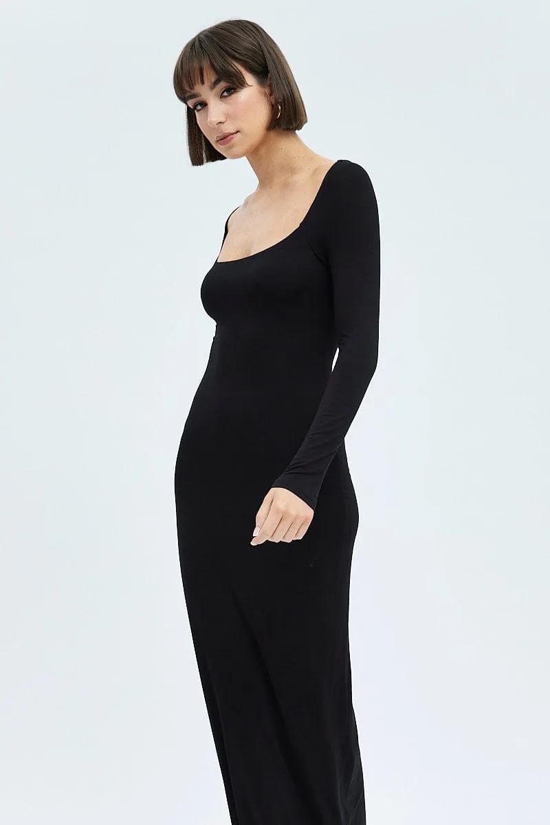 Black Maxi Dress Long Sleeve Bodycon