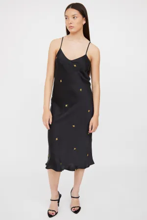 Black Print Slip Dress