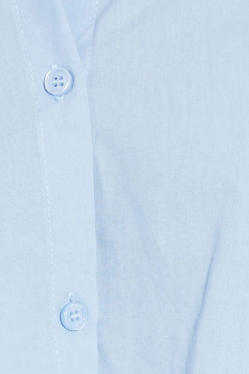 Blue Shirt Collar Long Sleeve