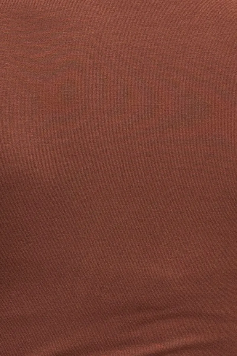 Brown Twist Front Bodysuit Long Sleeve