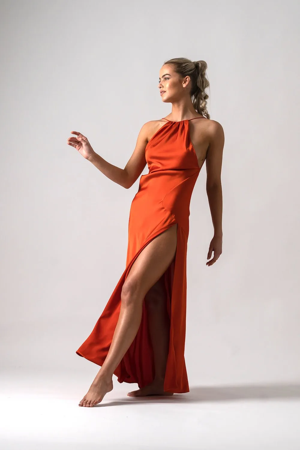 CAPRICORN DRESS IN BURNT ORANGE