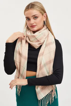 Check Tassel Scarf