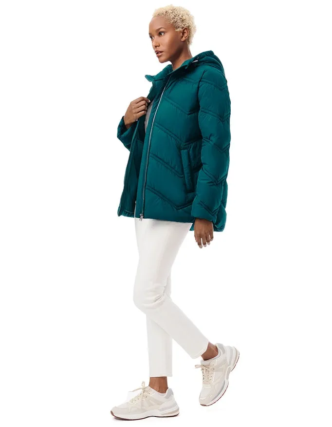 Chevron Quilt Hooded Puffer Poseidon