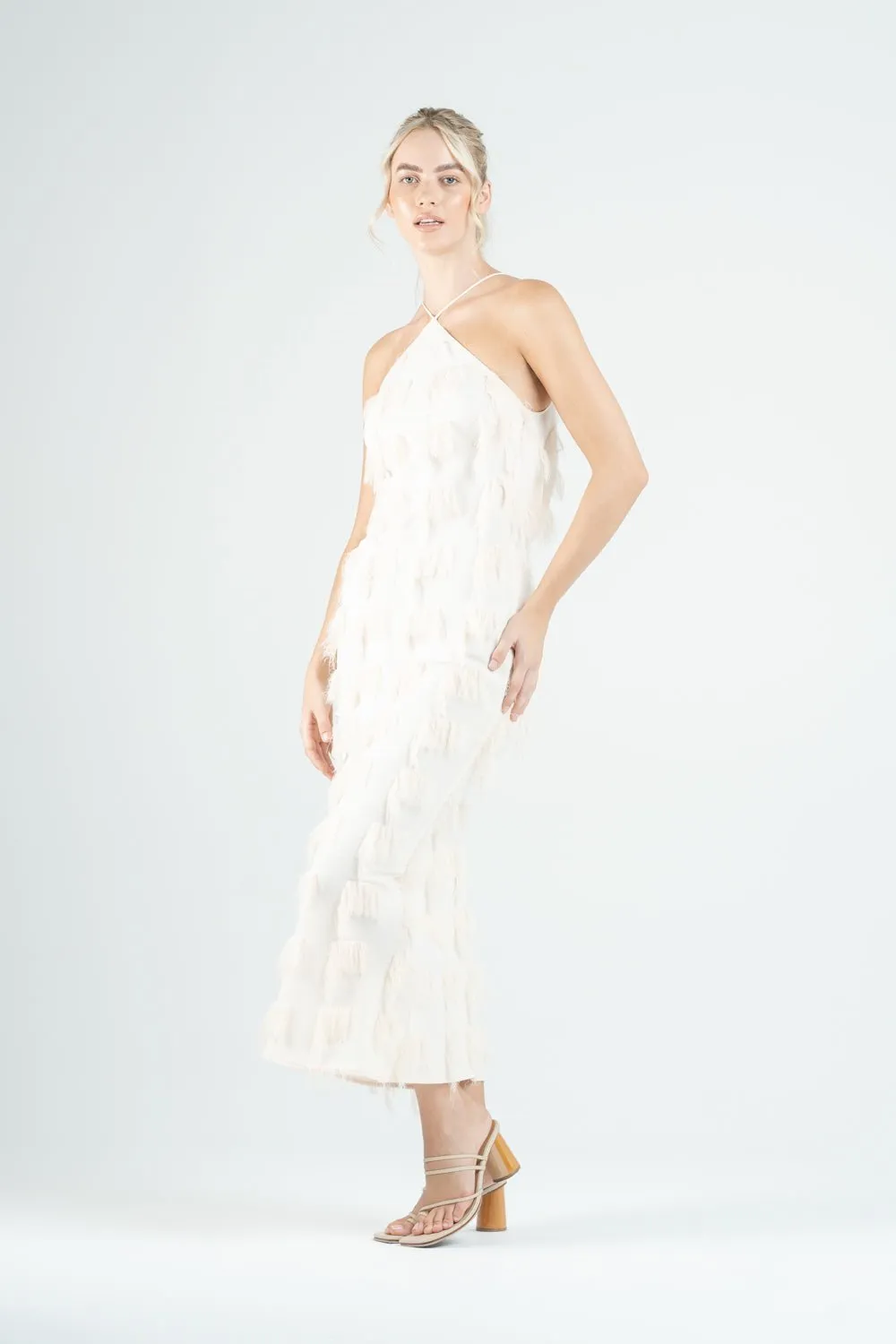 CHLOE DRESS IN IVORY FRINGE
