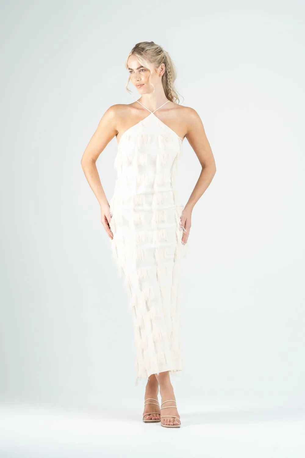CHLOE DRESS IN IVORY FRINGE