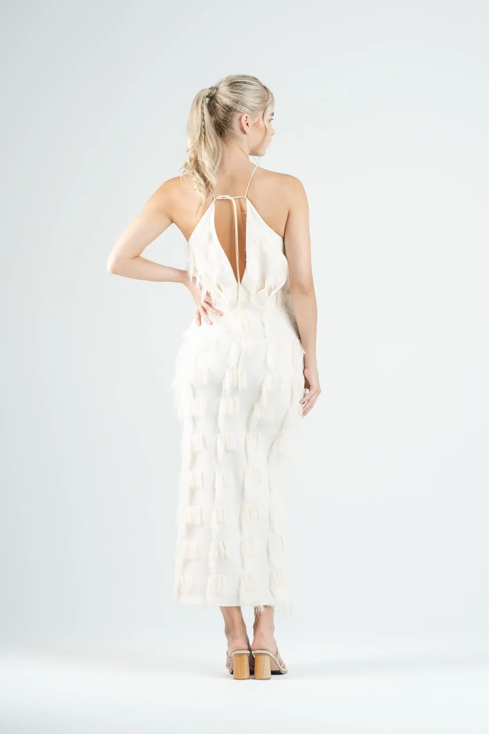 CHLOE DRESS IN IVORY FRINGE