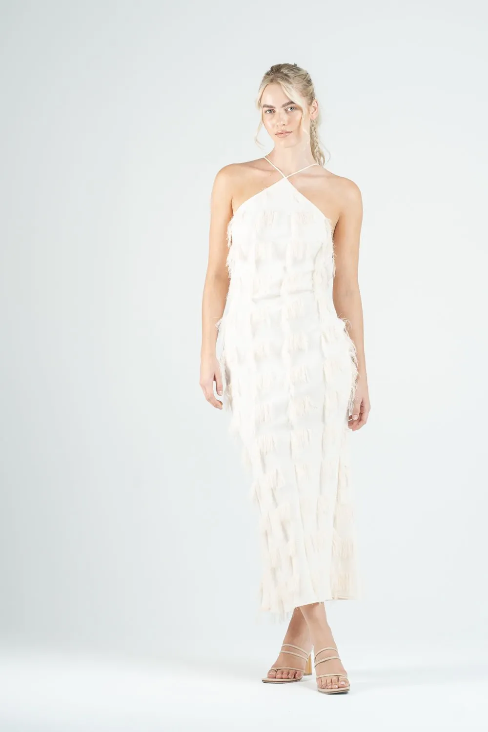 CHLOE DRESS IN IVORY FRINGE