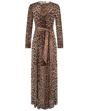 Chocolate Leopard Illustration Sheath Dress