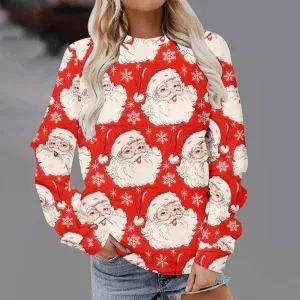 Christmas Fashion Print Round Neck Pullover for Men and Women