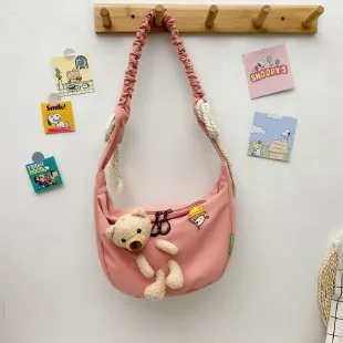 Cute Bear Canvas Crossbody Bag