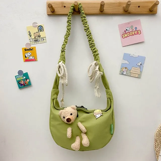 Cute Bear Canvas Crossbody Bag