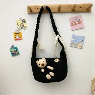 Cute Bear Canvas Crossbody Bag