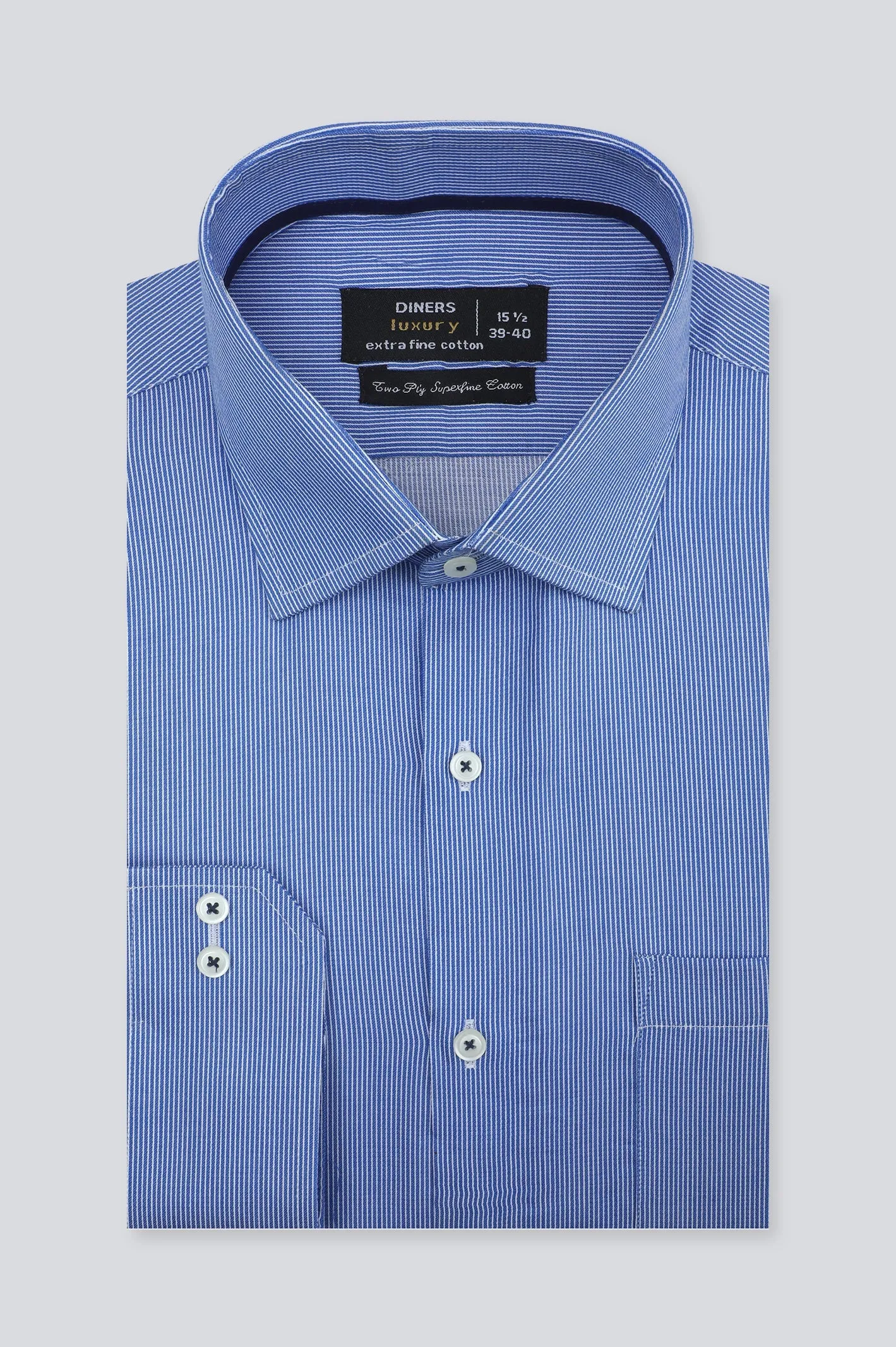 Dark Blue Hairline Stripe Formal Men Shirt