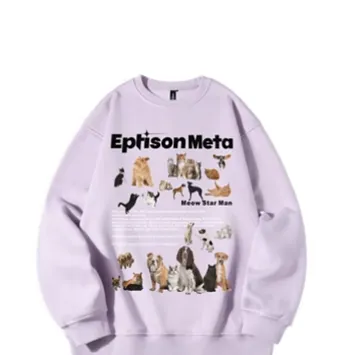 Eptison キャットプリントボアスウェットシャツ EP087