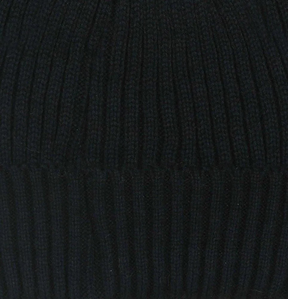 FabSeasons Black Acrylic Woolen Winter skull cap with Pom Pom for Girls & Women