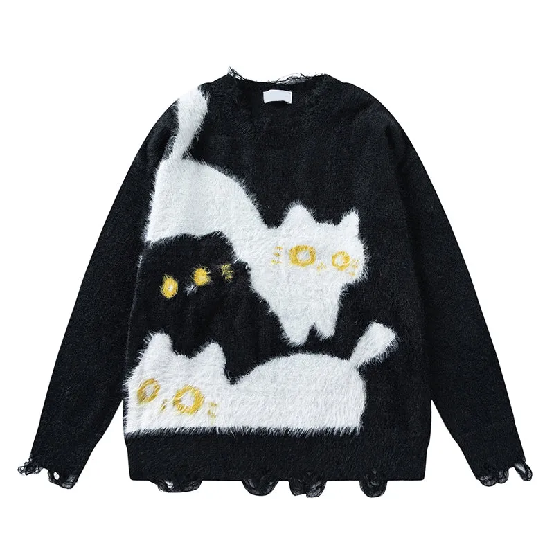 Faire Echo Autumn Retro Cat Sweater