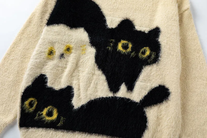 Faire Echo Autumn Retro Cat Sweater