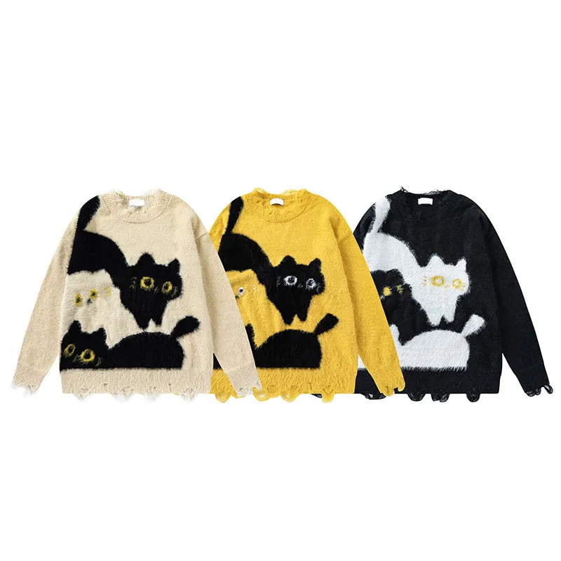 Faire Echo Autumn Retro Cat Sweater
