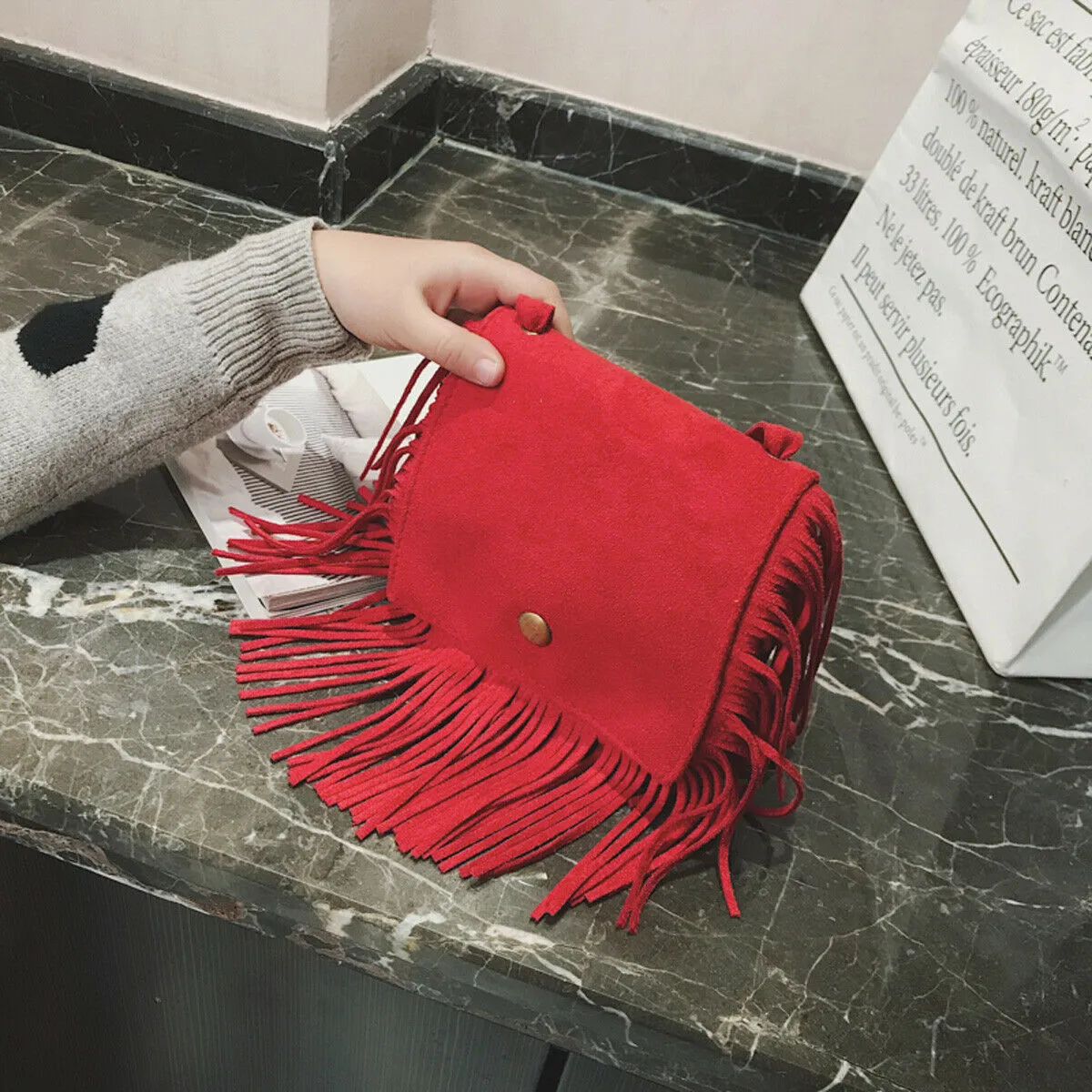 Fashion Canvas Tassle Handbag