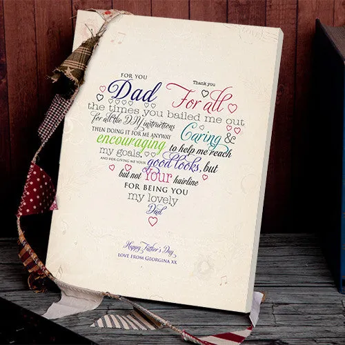 Father's Day Thank You Heart Canvas