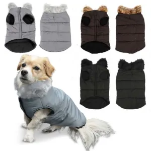 Faux Fur Collar Pet Medium Jacket - 40cm